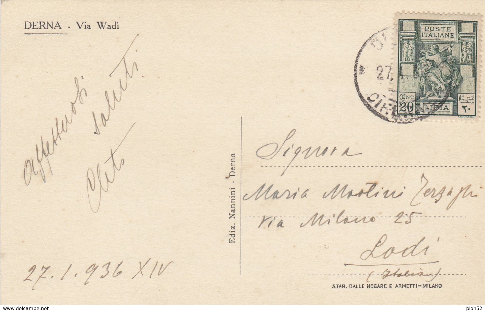 12646-DERNA(CIRENAICA)-VIA WADI'-EX COLONIE ITALIANE-1936-FP - Libia