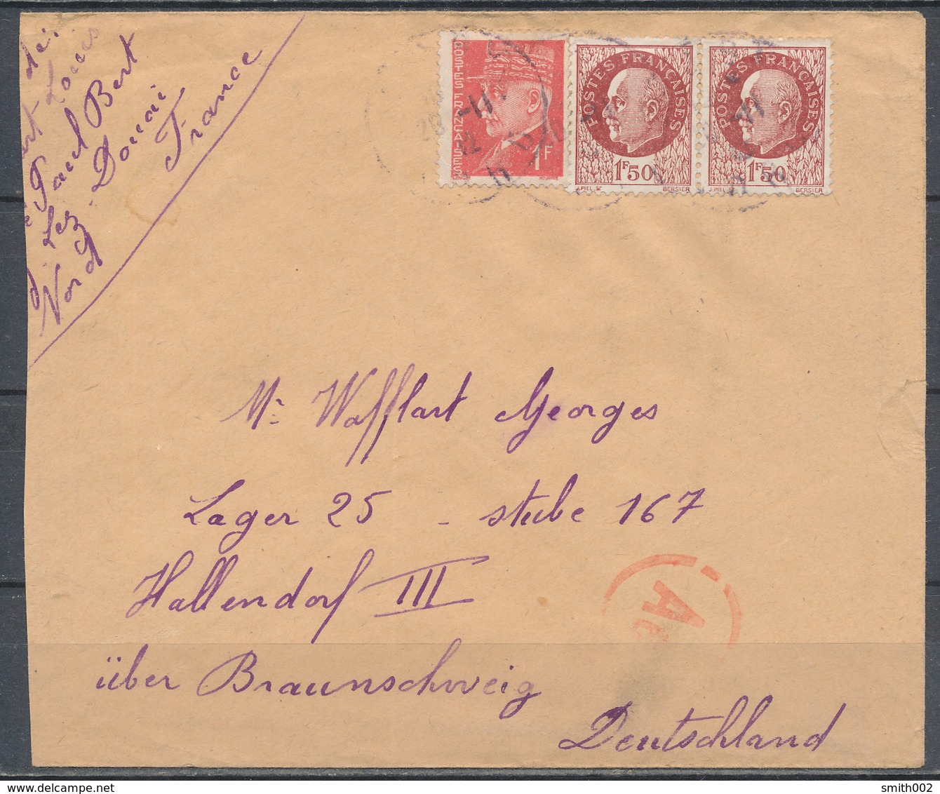 FRANCE - 23.11.1942, Cover To Lager Hallendorf GERMANY, Censored - 1921-1960: Modern Period
