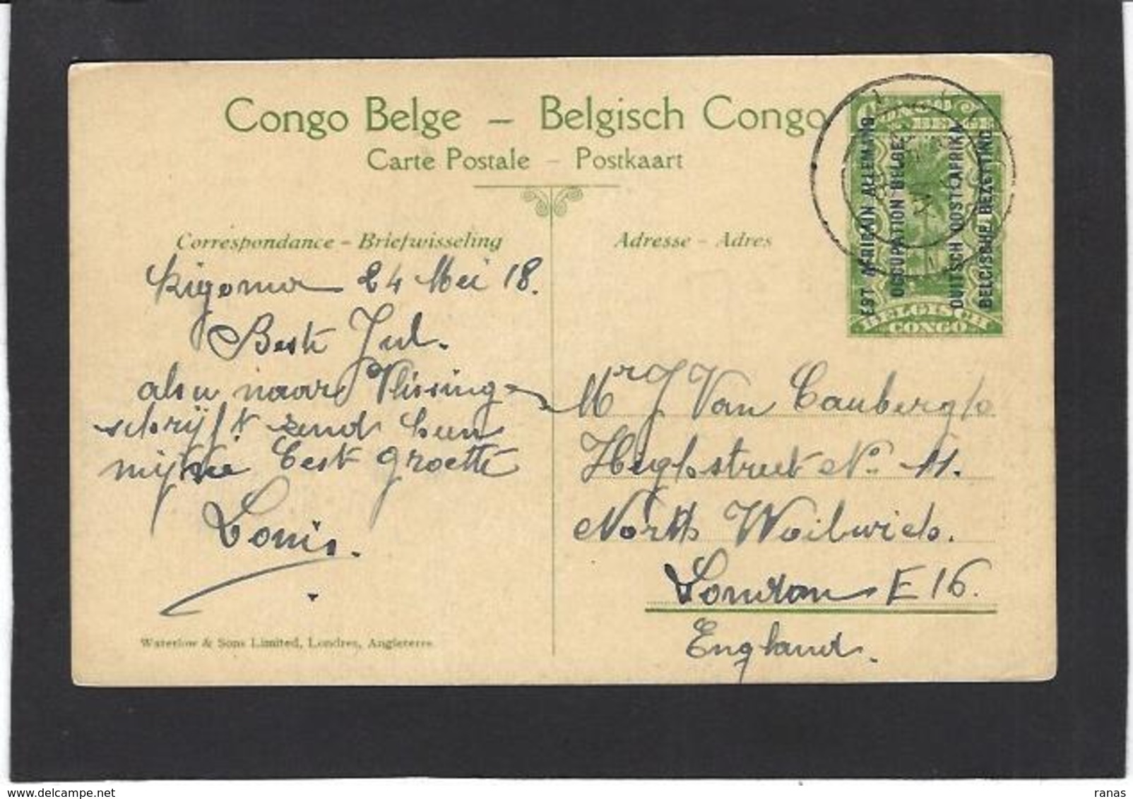 CPA Ruanda Afrique Noire Musinga Le Roi Royalty Voir Scan Du Dos Entier Postal Surchargé Belgique Allemagne - Ruanda