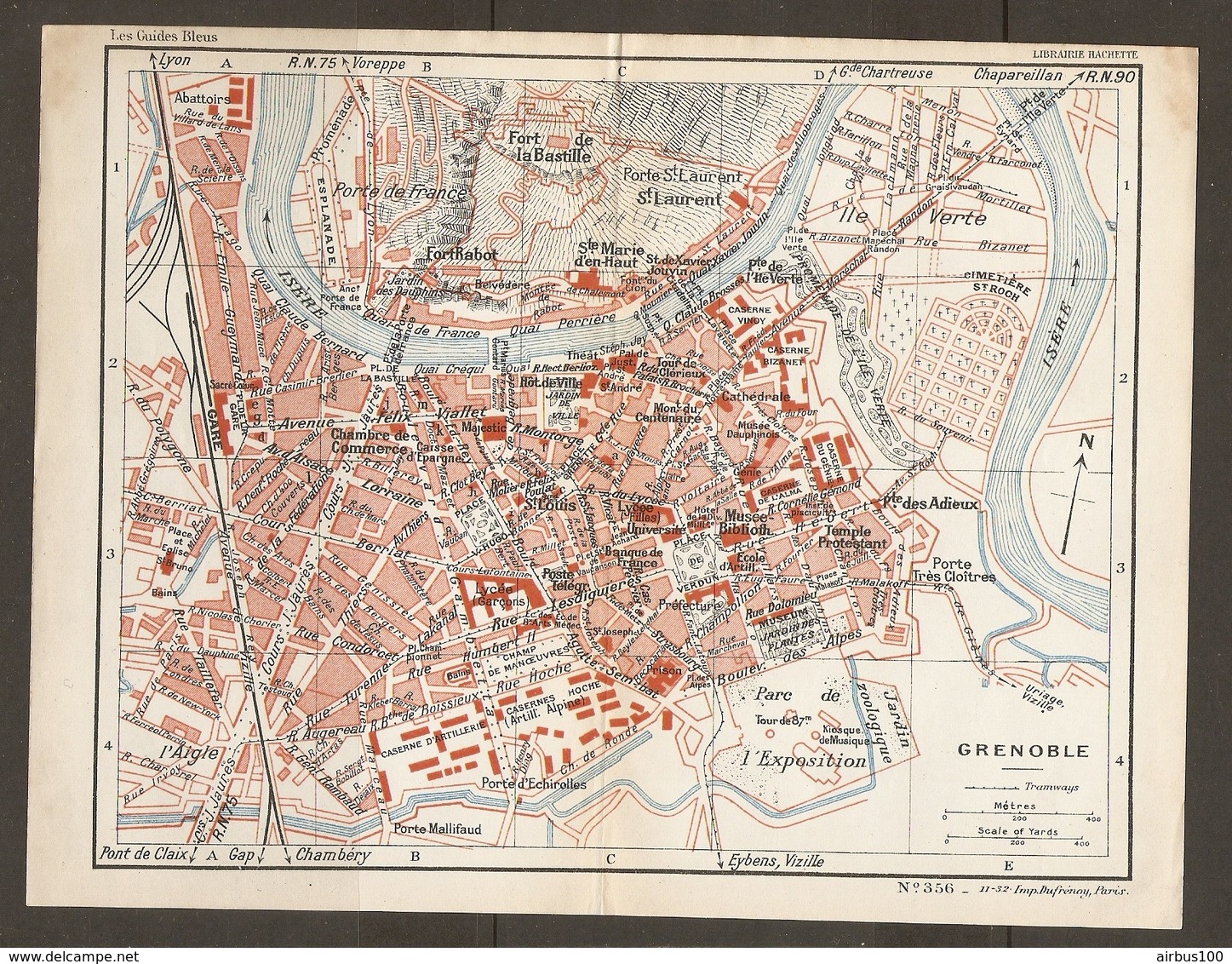 CARTE PLAN 1932 N° 356 - GRENOBLE ISERE - PARC EXPOSITION FORT RABOT FORT De La BASTILLE ILE VERTE ZOO L'AIGLE - Mapas Topográficas