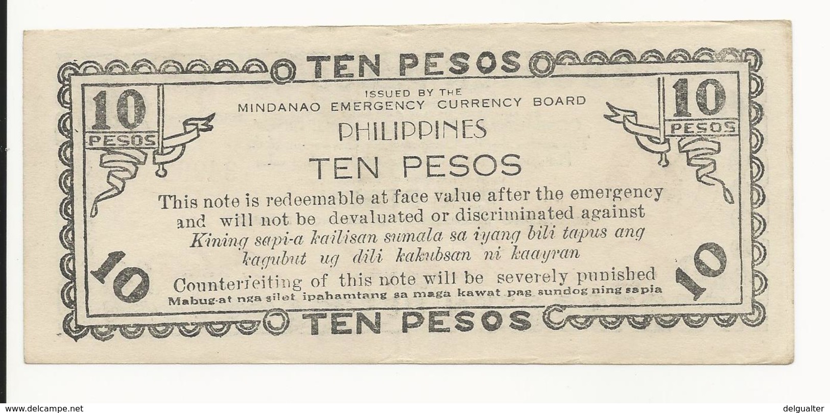 Philippines Emergency Note 10 Pesos 1944 EF Or Near - Philippines