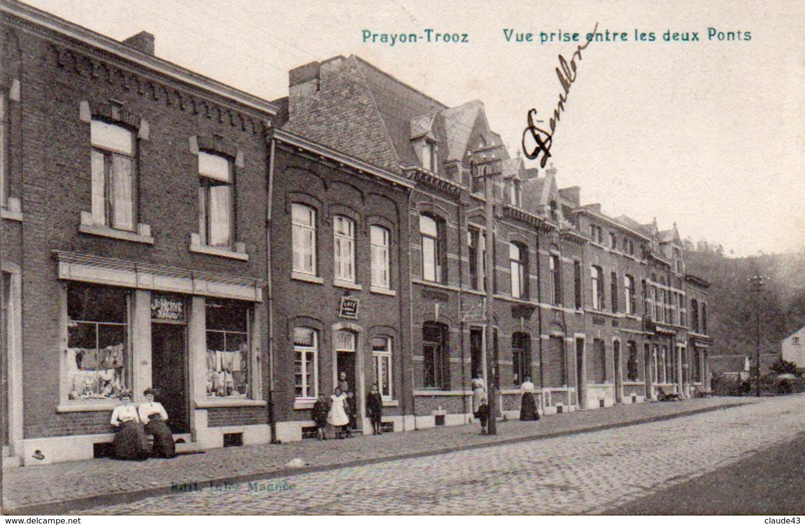 ¨Prayon-Trooz  Vue Prise Entre Les Deux Ponts Animée Commerce Circulé En 1905??? - Trooz