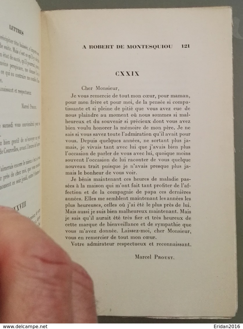 Lettres à Robert de Montesquiou • Marcel Proust correspondance  Editeur : Plon   Année : 1930