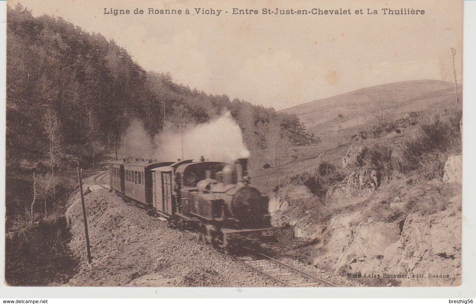 Chemin De Fer  Ligne De ROANNE à VICHY Entre Saint Just En Chevalet Et La Thuilière - Trains