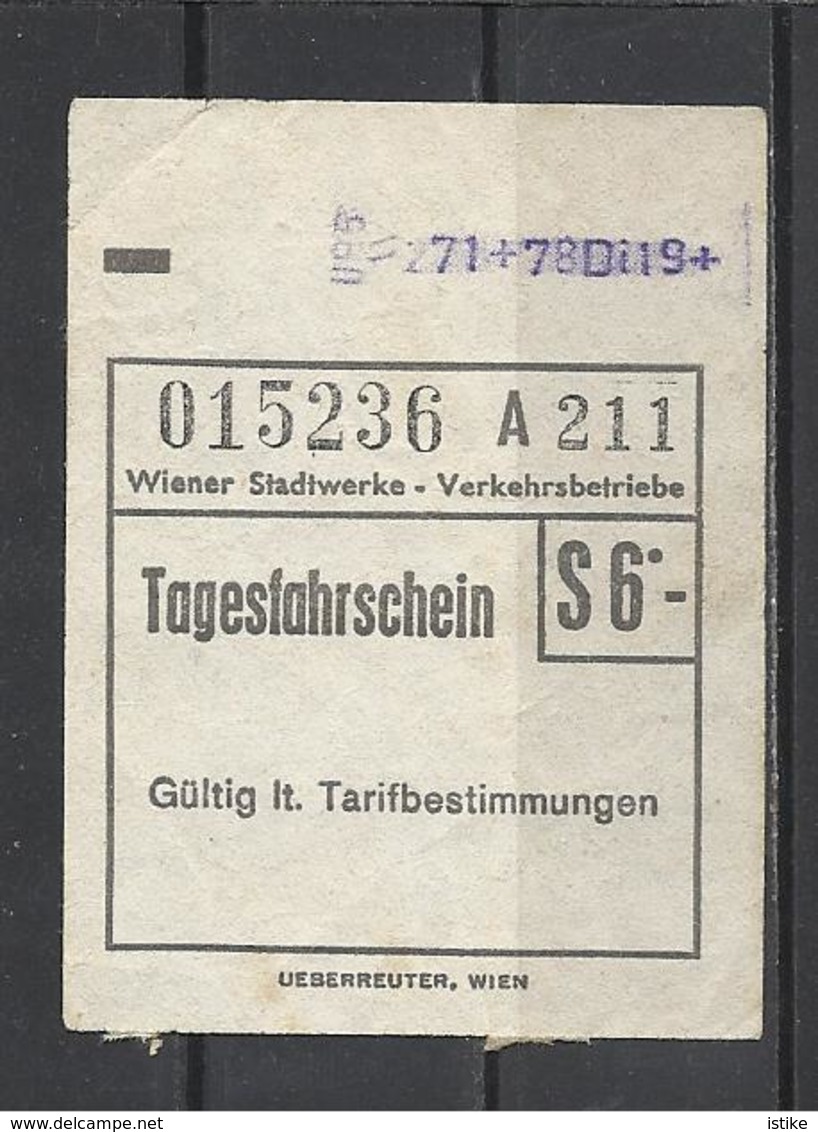 Austria, Wien, One-day Ticket, '70s.(?). - Europe