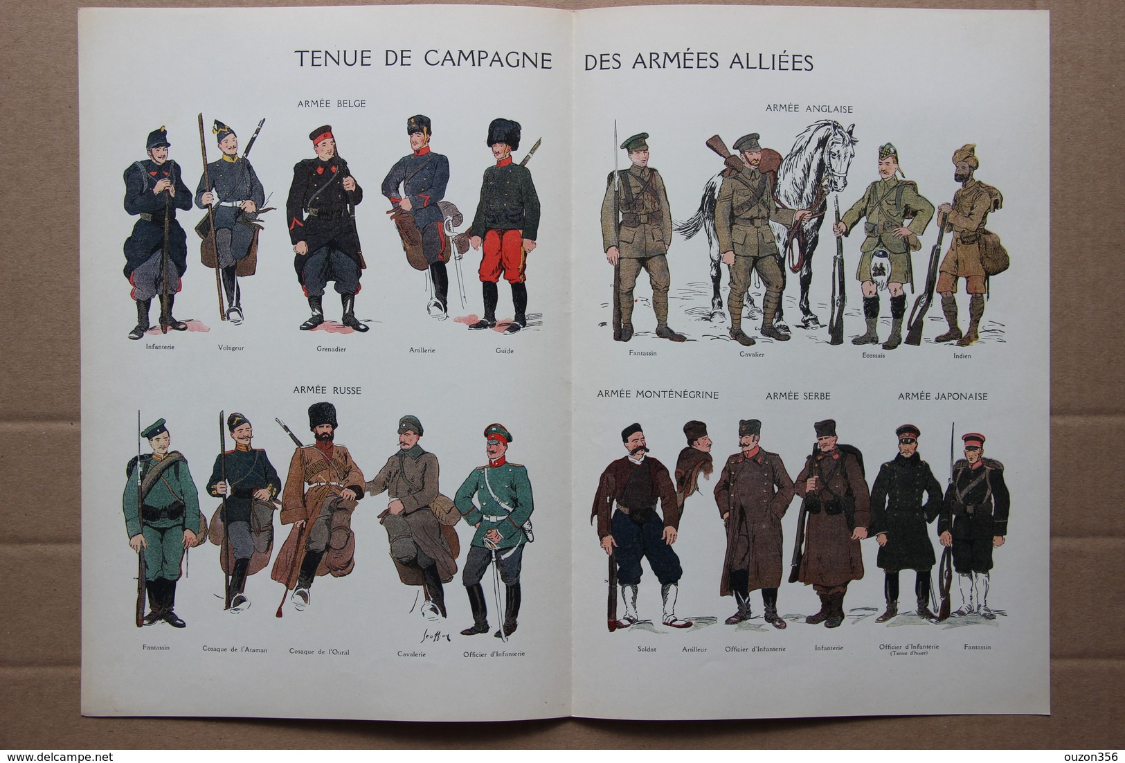 Tenue De Campagne Des Armées Alliées, Belge, Anglaise, Russe, Monténégrine, Serbe, Japonaise Par Geoffroy - Prints & Engravings