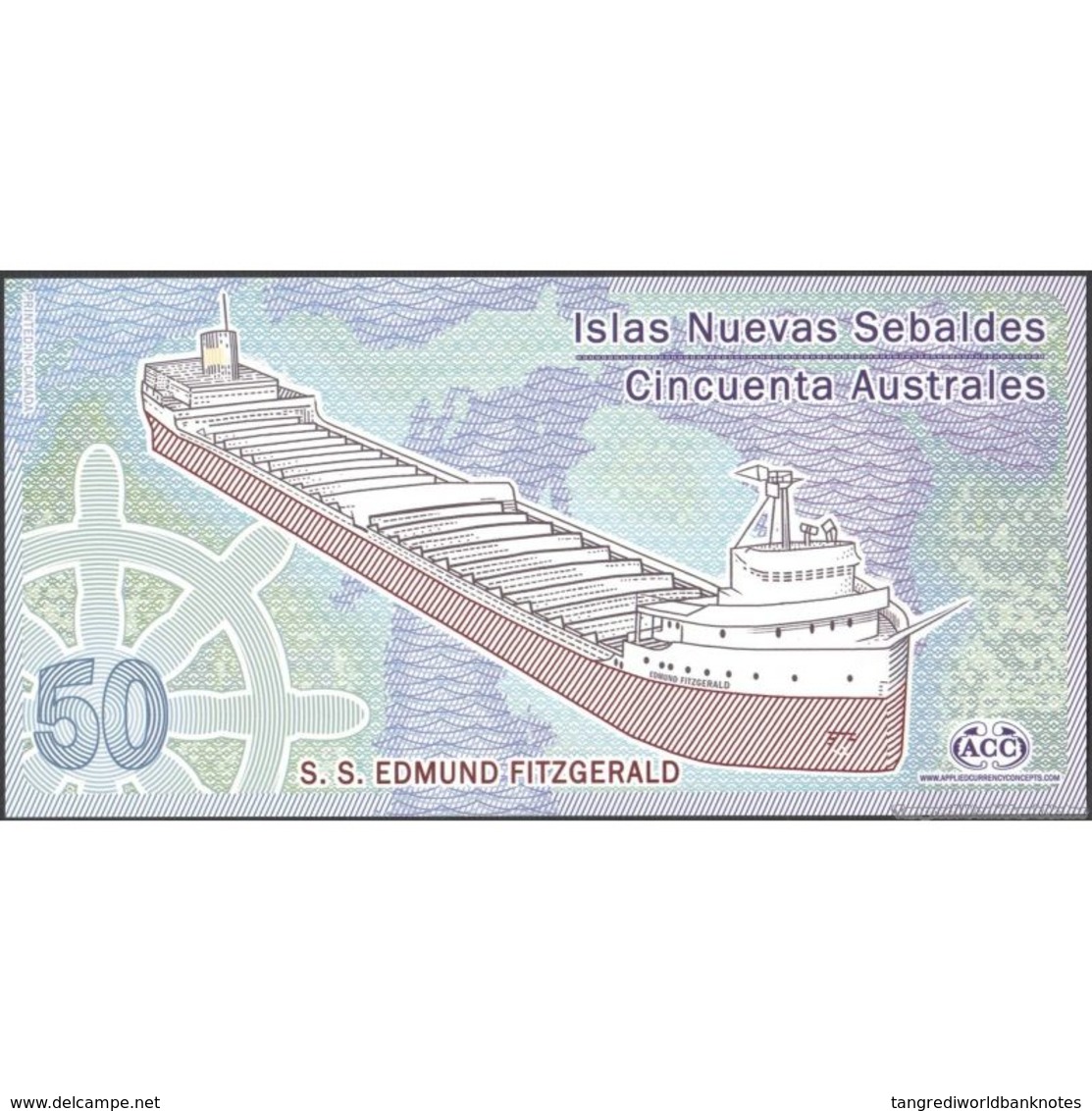 TWN - NEW JASON ISLANDS (private Issue) - 50 Australes 2012 S.S. Edmund Fitzgerland UNC - Altri & Non Classificati