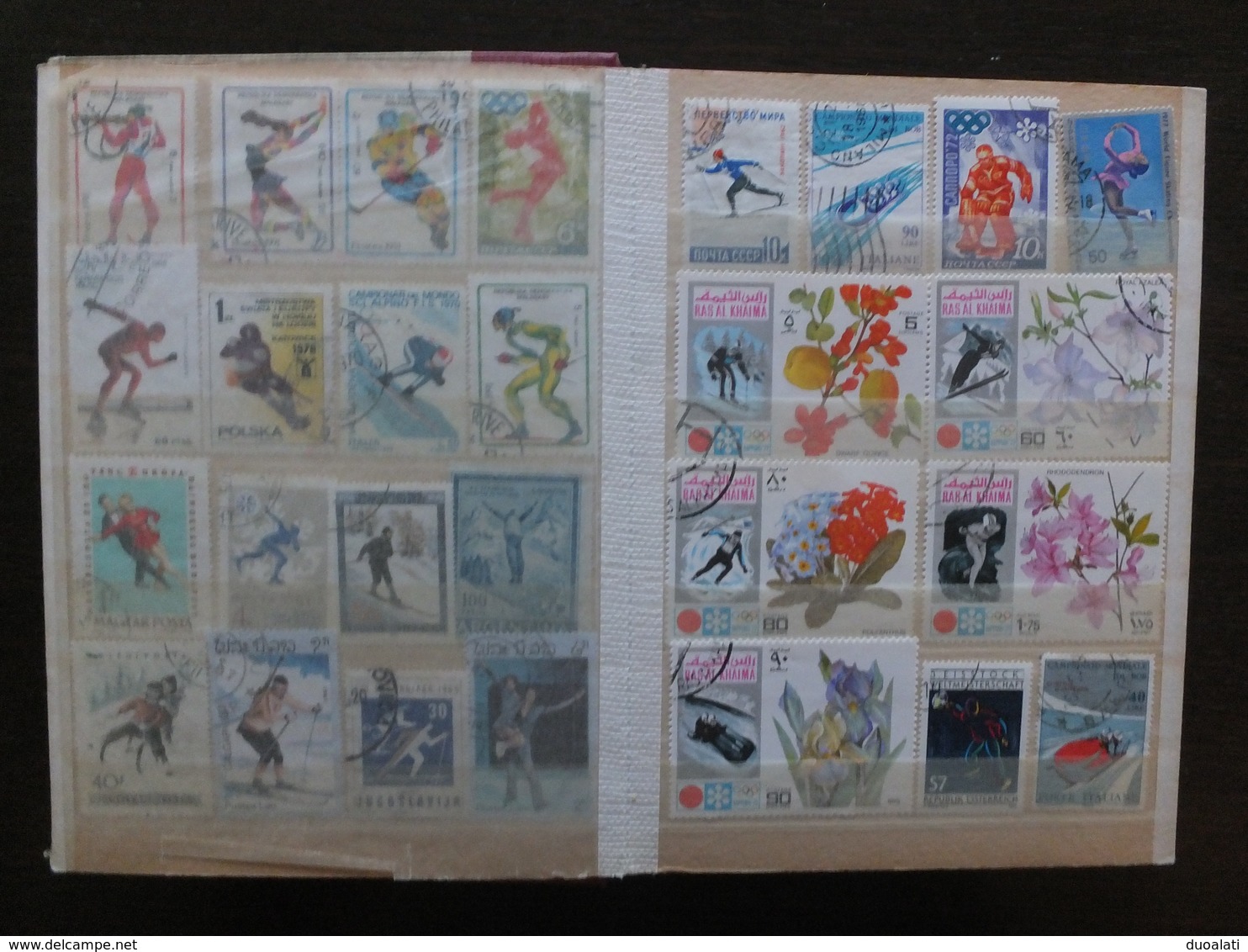 Huge Collection Of 155 Used Stamps On Topic Winter Sport With Album Ski Hockey Ce Skating, Bob, Speed Skating, Ski Jump - Hiver