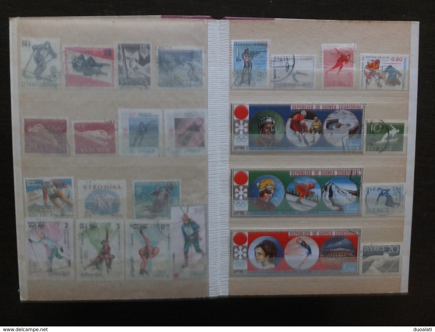 Huge Collection Of 155 Used Stamps On Topic Winter Sport With Album Ski Hockey Ce Skating, Bob, Speed Skating, Ski Jump - Hiver