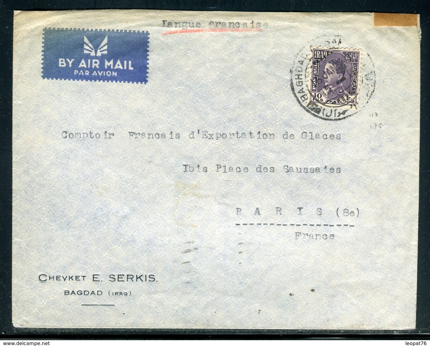 Iraq - Enveloppe De Baghdad Pour Paris En 1940 - Prix Fixe - Réf JJ 189 - Iraq