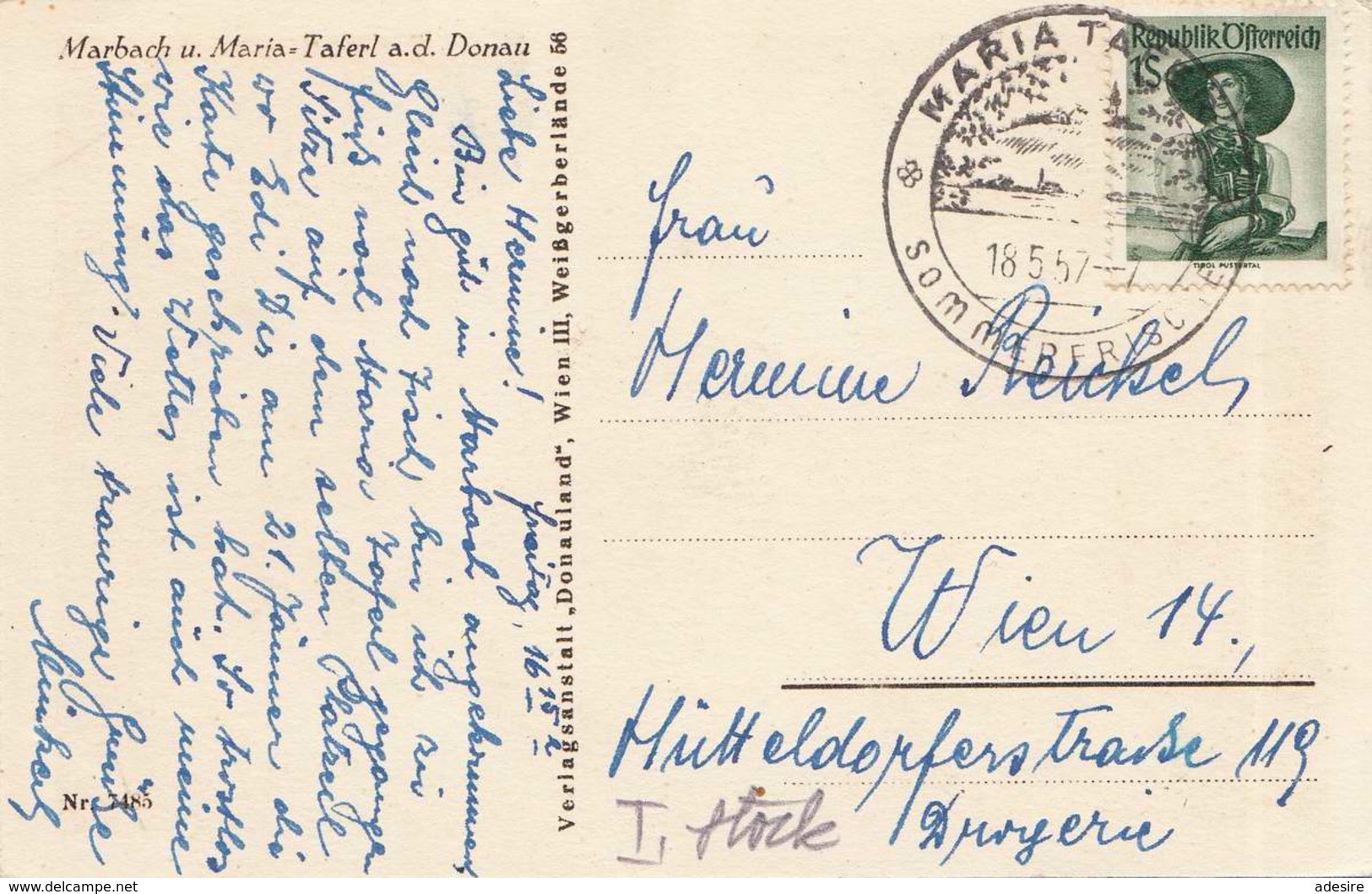 Marbach U.Maria Taferl A.d.Donau, Dampfschiff, Gel.1957, Verlag Donauland - Maria Taferl