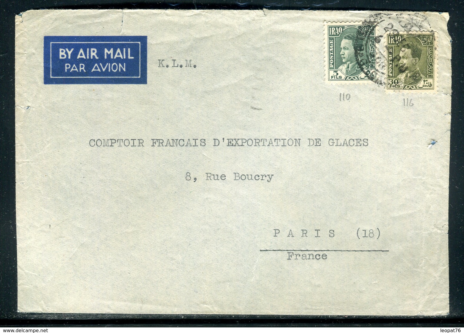 Iraq - Enveloppe De Baghdad Pour Paris En 1938 - Prix Fixe - Réf JJ 194 - Iraq