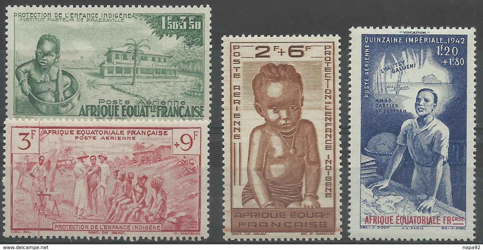 AFRIQUE EQUATORIALE FRANCAISE - AEF - A.E.F. - 1942 - YT PA 10/13** - MNH - Unused Stamps