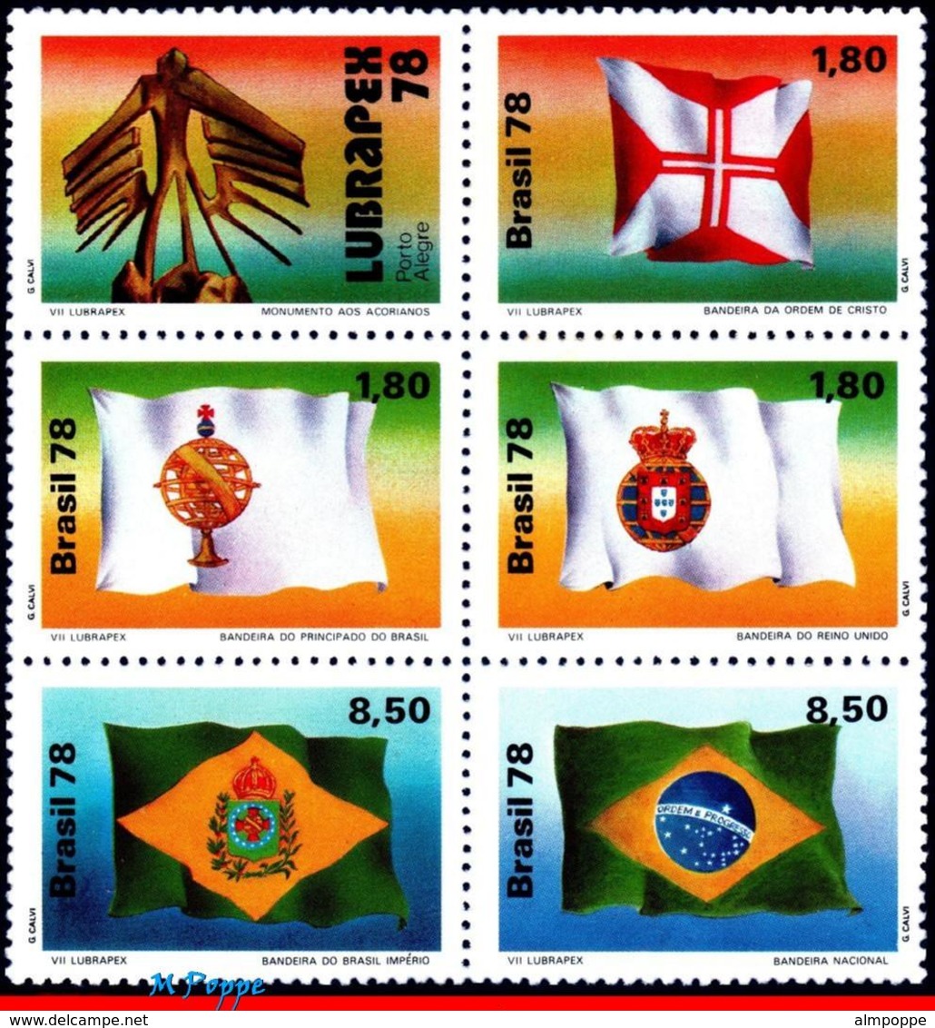 Ref. BR-1581A BRAZIL 1978 HISTORY, BRAZILIAN FLAGS, LUBRAPEX, , PHILATELIC EXHIBITION, SET MNH 5V Sc# 1577-1581 - Expositions Philatéliques