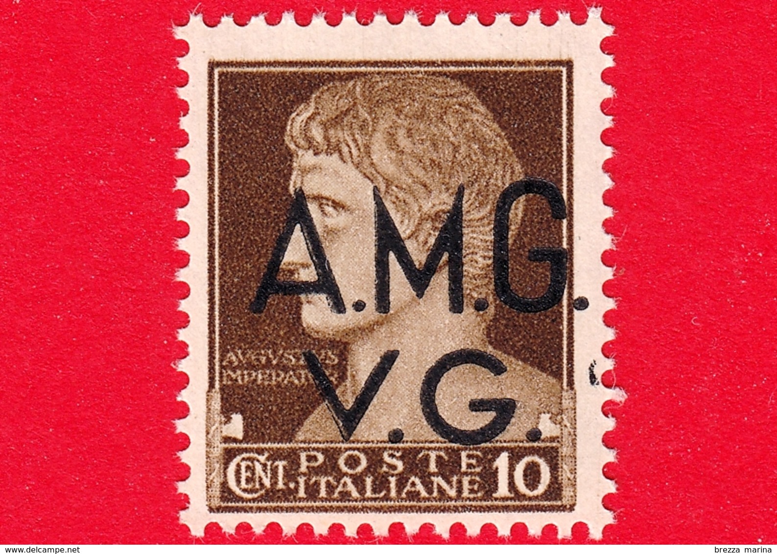 Nuovo MNH - ITALIA - Trieste - AMG VG - Usato - 1945 - Serie Imperiale - Augusto, Con Fasci - Senza Filigrana - 10 - Ungebraucht