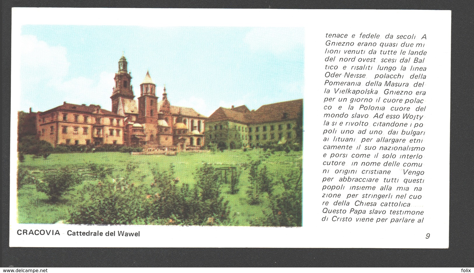 Cracovia - Cattedrale Del Wawel - 15,5 X 8,5 Cm - Educational Card - Pologne