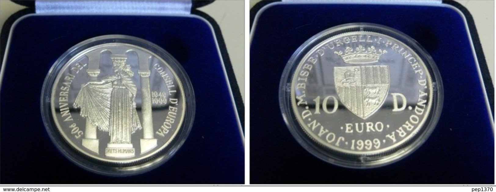 ANDORRA 1999 - MONEDA DE PLATA PROOF DE 10 DINERS - CONSELL D'EUROPA - KM# 108 - Andorra