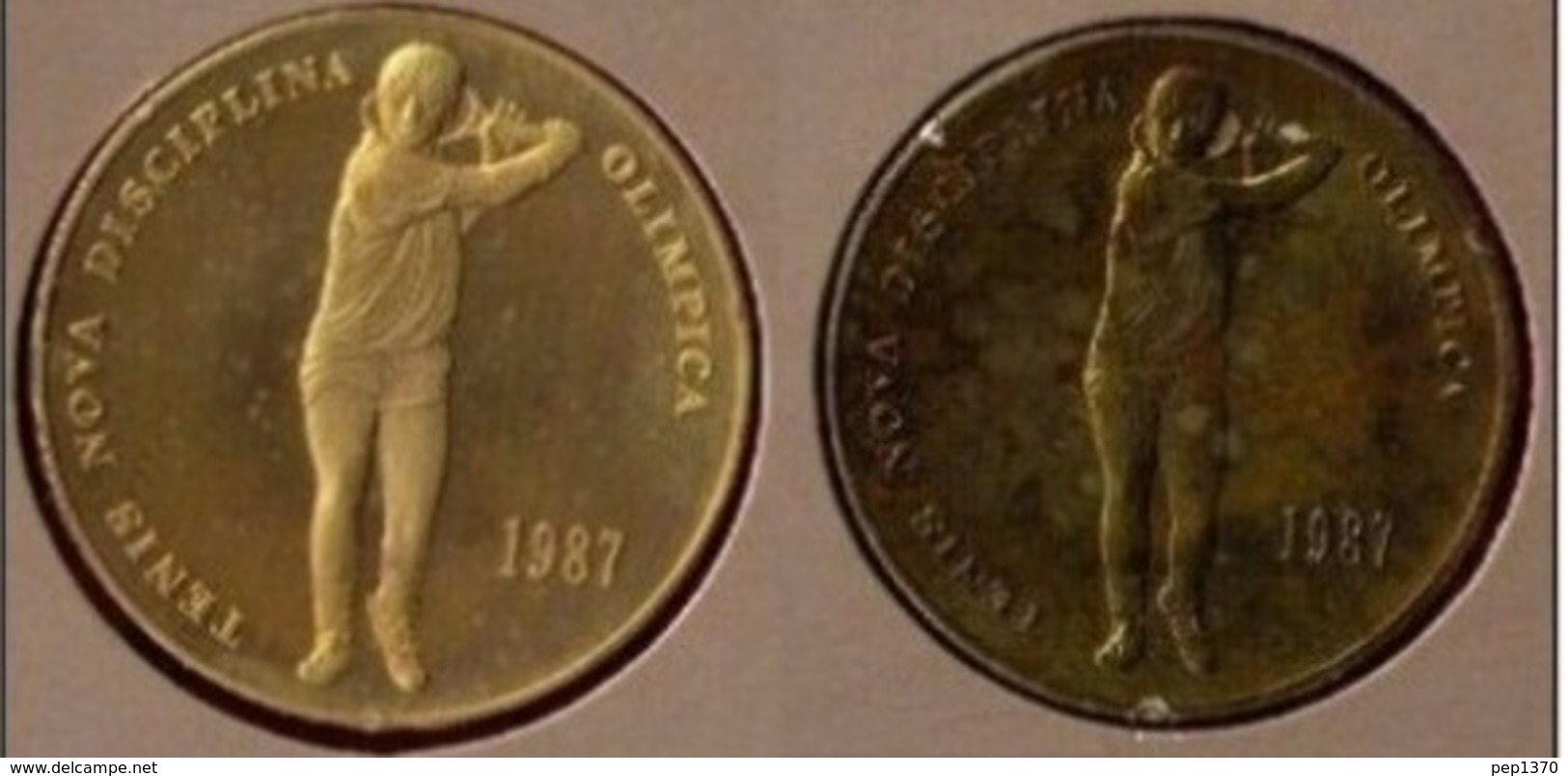 ANDORRA 1987 - BLISTER CON DOS MONEDAS DE 20 DINERS Y 2 DINERS  TENIS DISCIPLINA OLIMPICA - Andorra