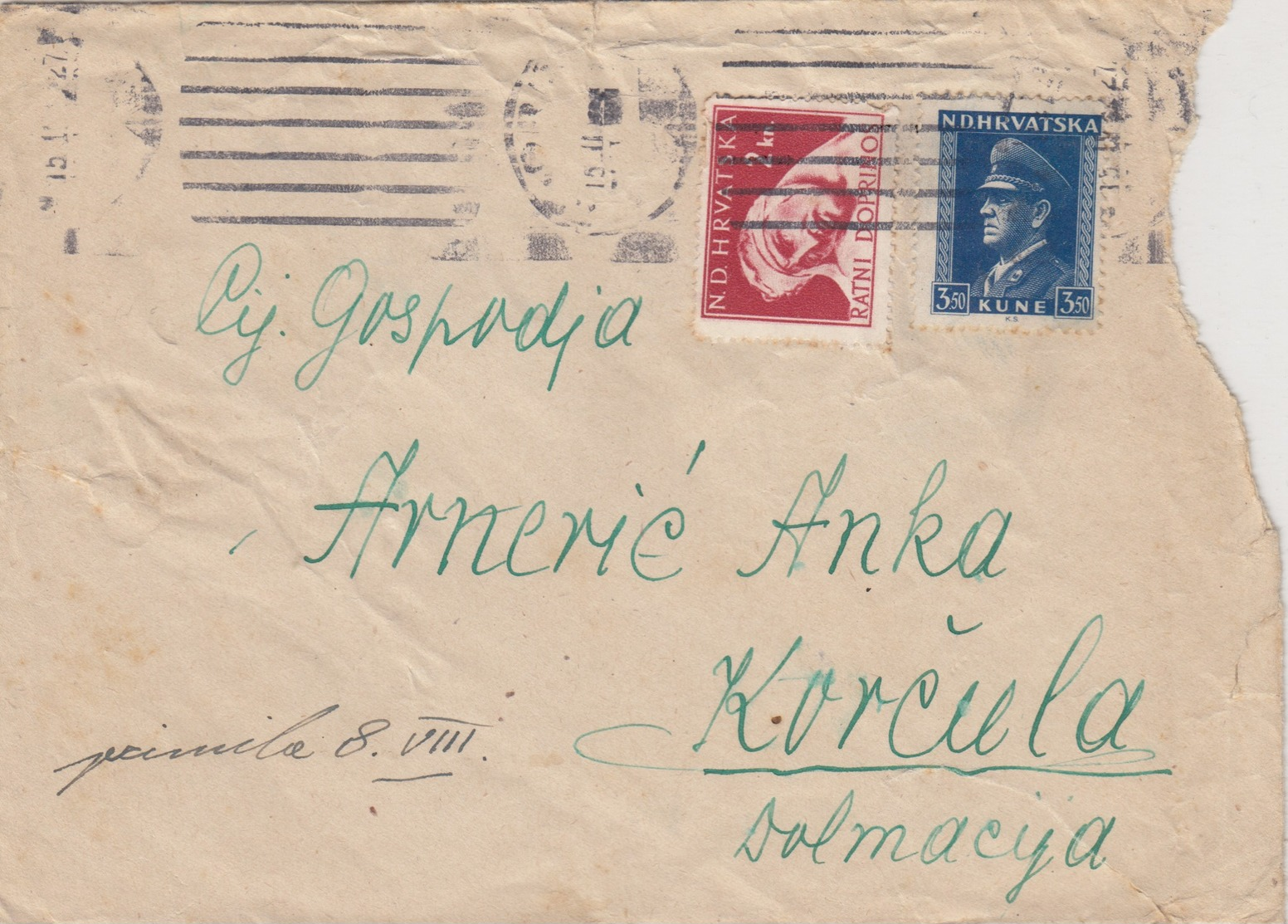 Croatia WWII Rarity: Letter With Mostar Boxed Censorship CENZURA 167 , Only 2 Examples Are Known!!! - Kroatien