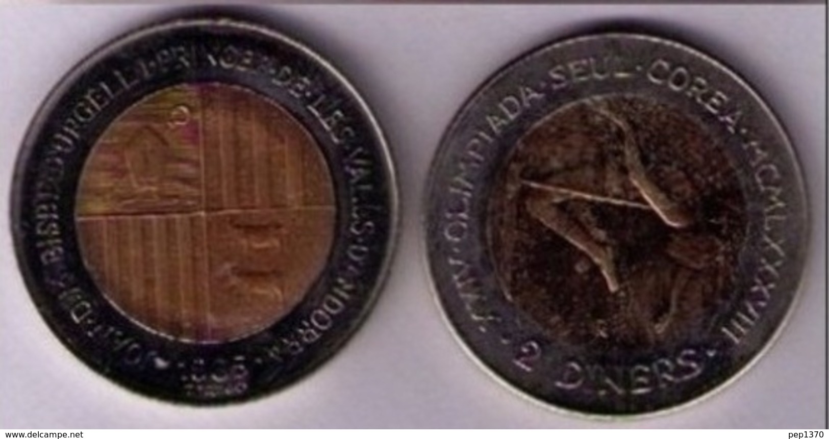 ANDORRA 1985 - CARTERA DE 2 MONEDAS BICOLOR DE 2 DINERS  CADA UNA - KM #  27 - 28 - Andorra