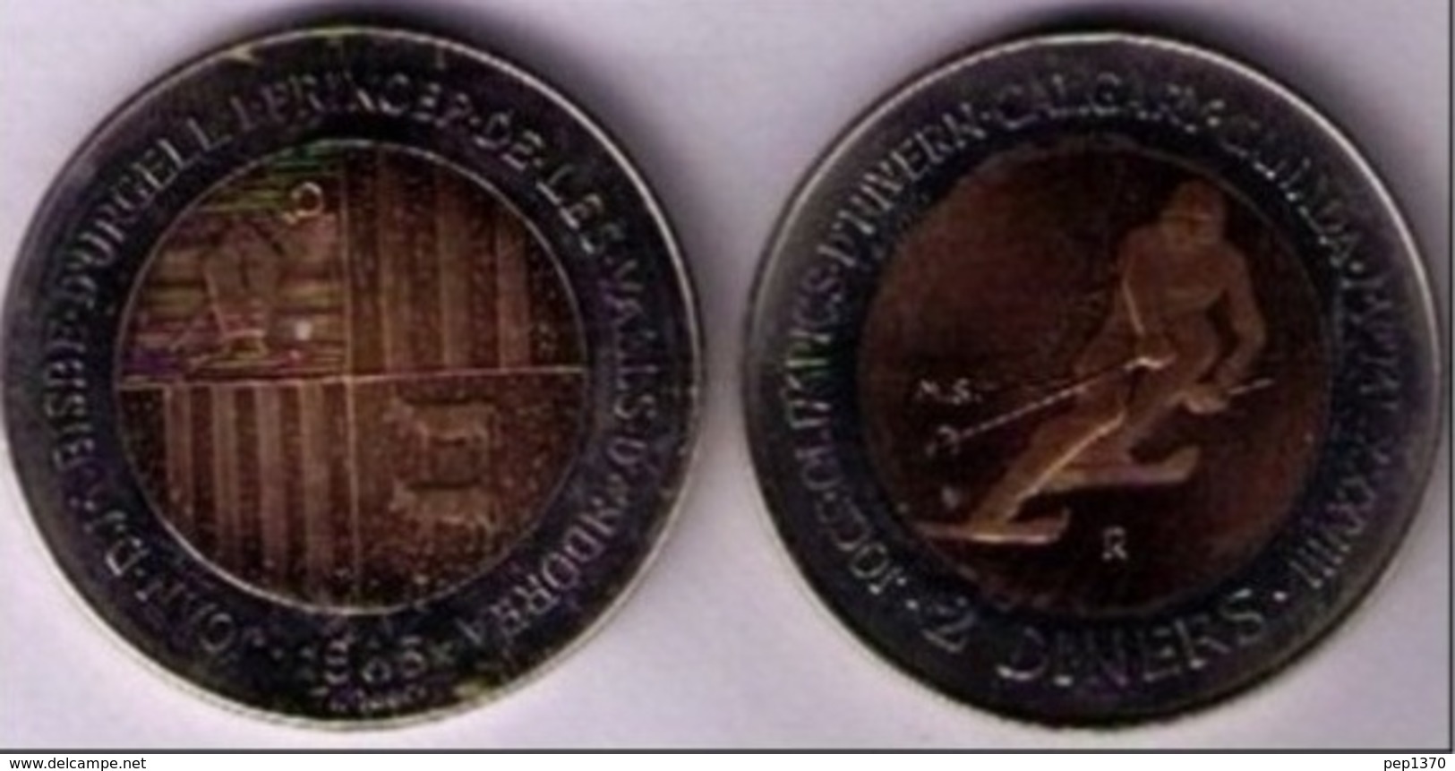 ANDORRA 1985 - CARTERA DE 2 MONEDAS BICOLOR DE 2 DINERS  CADA UNA - KM #  27 - 28 - Andorra