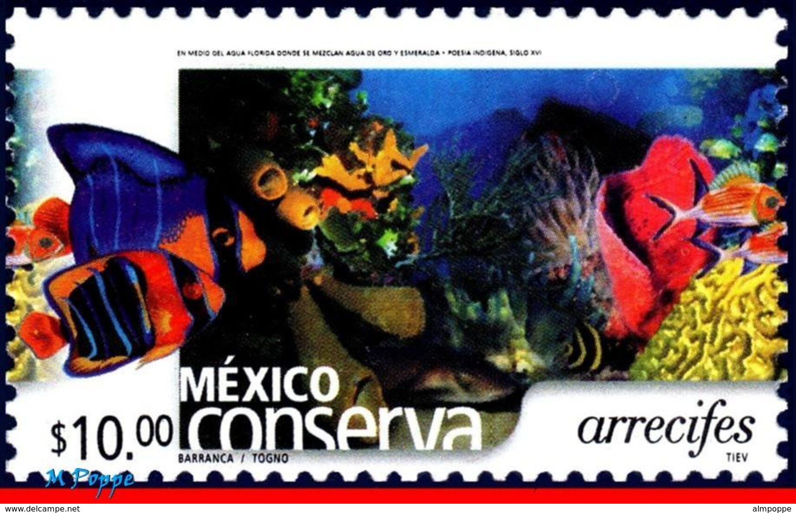 Ref. MX-2374 MEXICO 2004 NATURE, CONSERVATION - REEFS,, FISH, (10.00P), MNH 1V Sc# 2374 - Mexique