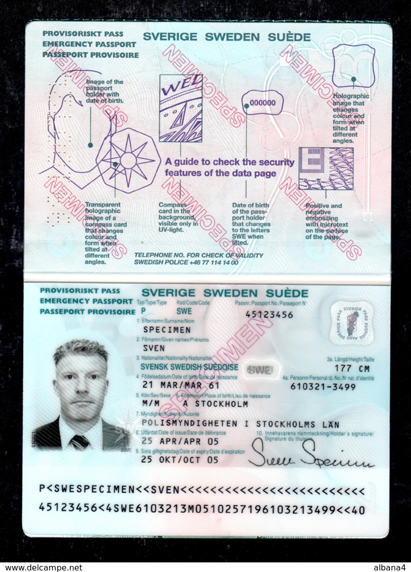 Sweden Emergency Refugee Passport Passeport (EXPIRED) RARE! - Non Classés
