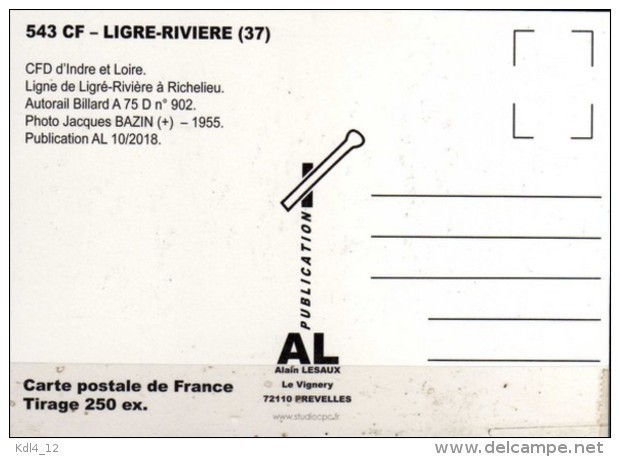 AL 543 - Autorail Billard N° 902 En Gare - LIGRE RIVIERE - Indre Et Loire - CFD - Other & Unclassified