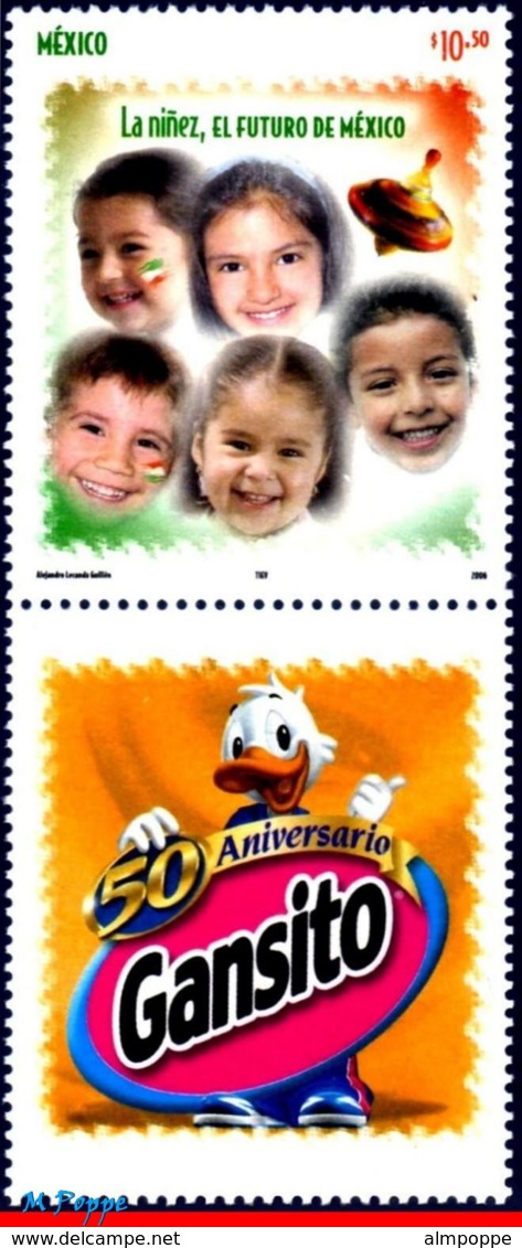 Ref. MX-2532 MEXICO 2006 COMICS, CHILDREN, THE FUTURE OF, MEXICO, STAMP AND LABEL MNH 1V Sc# 2532 - Mexico