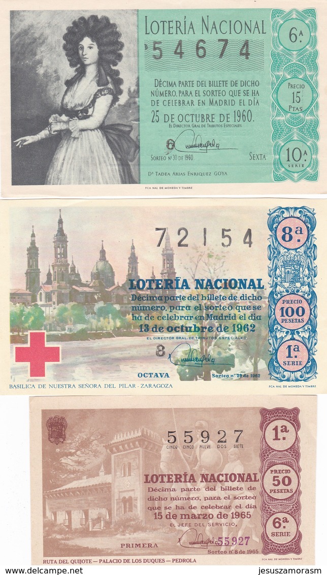 Lote De 6 Decimos Antiguos - Billetes De Lotería