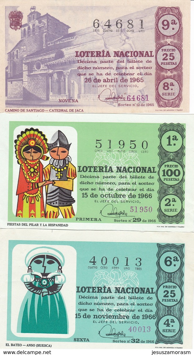 Lote De 6 Decimos Antiguos - Billetes De Lotería