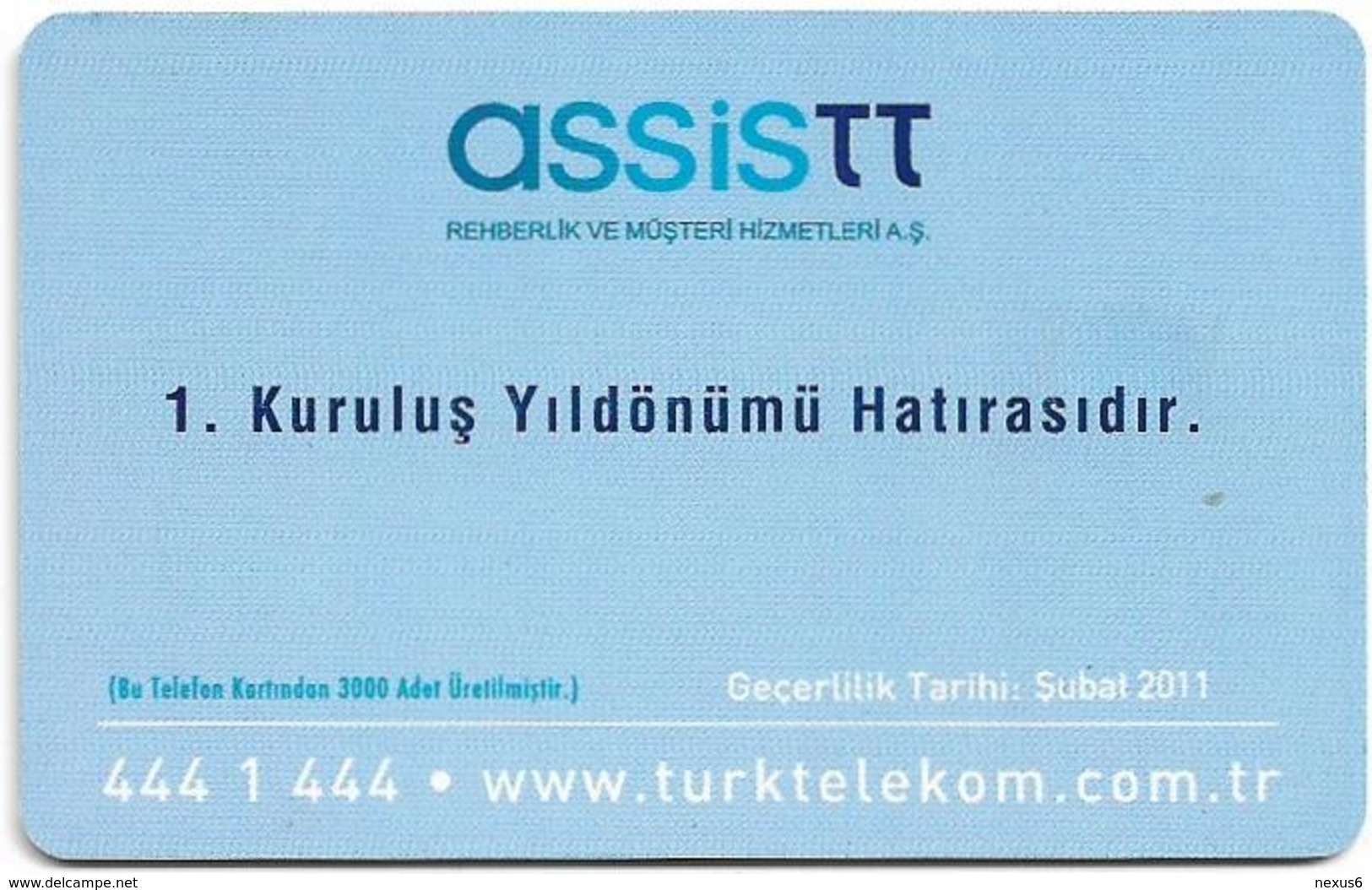 Turkey - TT (chip) - C-221 - Assistt 1st Anniversary, 50U, 2009, 3.000ex, Used - Turkey