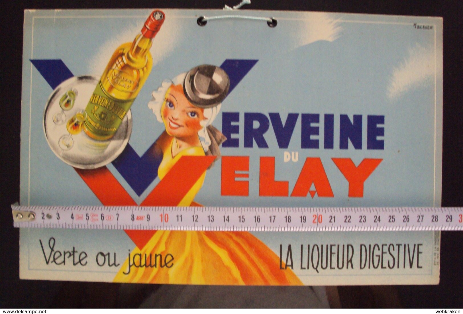 LIQUORE FRANCESE FRANCIA  PUBBLICITà VERVEINE VELAY LIQUEUR DIGESTIVE SU CARTONCINO PUBBLICITARIO - Advertising Items