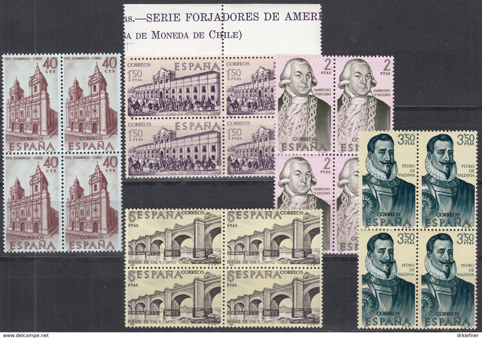 SPANIEN  1832-1836, 4erBlock,  Postfrisch **, Entdecker- Und Eroberungsgeschichte Amerikas (X): Chile 1969 - Nuevos