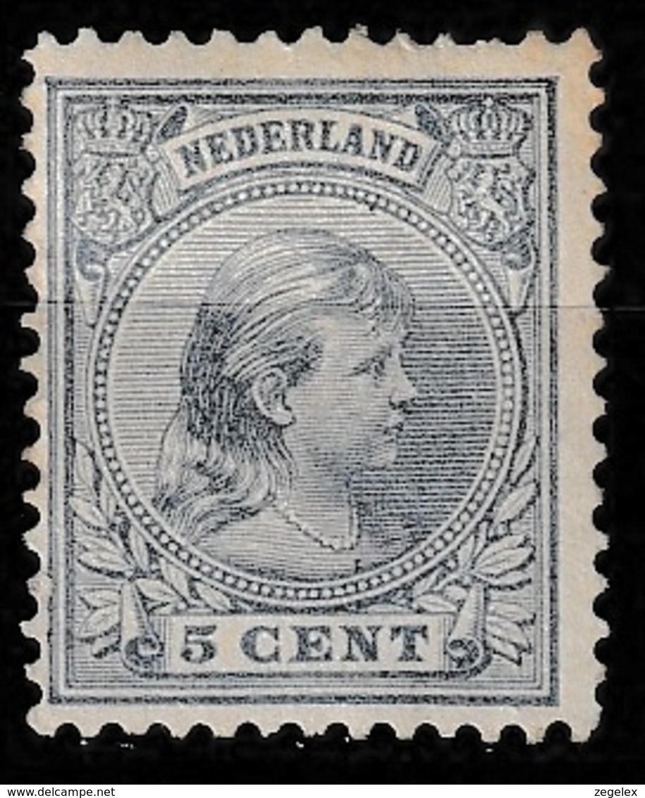 1891-1894 Wilhelmina Hangend Haar 5 Ct.  NVPH 35  Ongestempeld - Nuovi