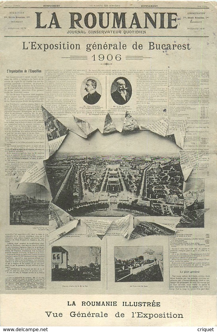 Exposition Générale De Bucarest 1906, Journal Quotidien La Roumanie, Voir Cachets Au Verso, Carte Pas Courante - Expositions