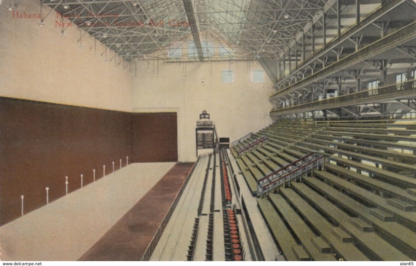 Cuba Jai-Alai Court Interior View With 'El Gallito' Spanish Lace Importer Advertisement, C1910s Vintage Postcard - Other & Unclassified