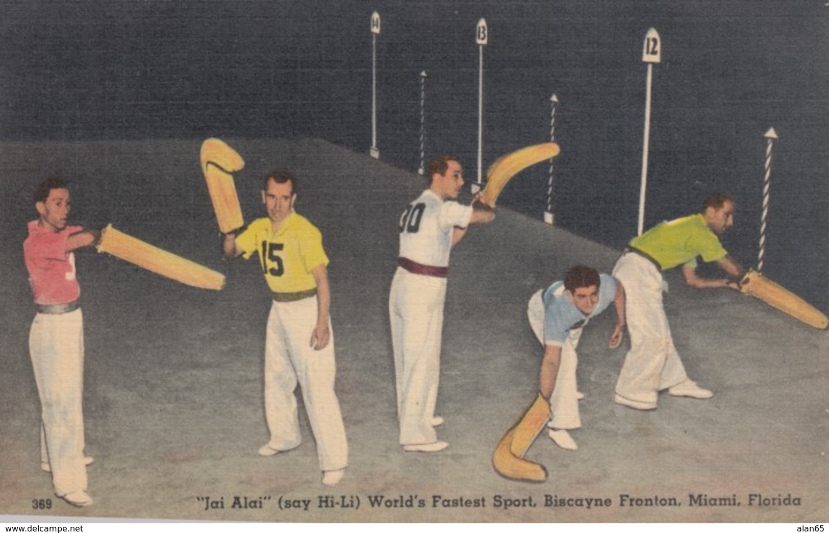 Jai-Alai Players, Biscayne Fronton, Miami Florida, C1940s Vintage Postcard - Other & Unclassified