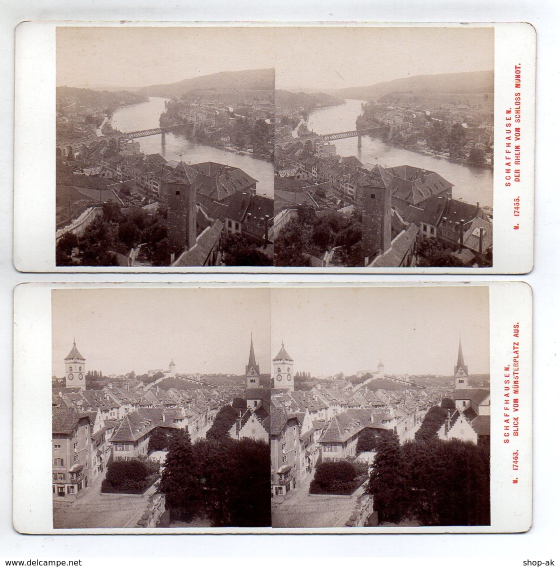 AK-2317/ 2 X Schaffhausen  Schweiz Stereofoto V Alois Beer ~ 1900 - Stereo-Photographie