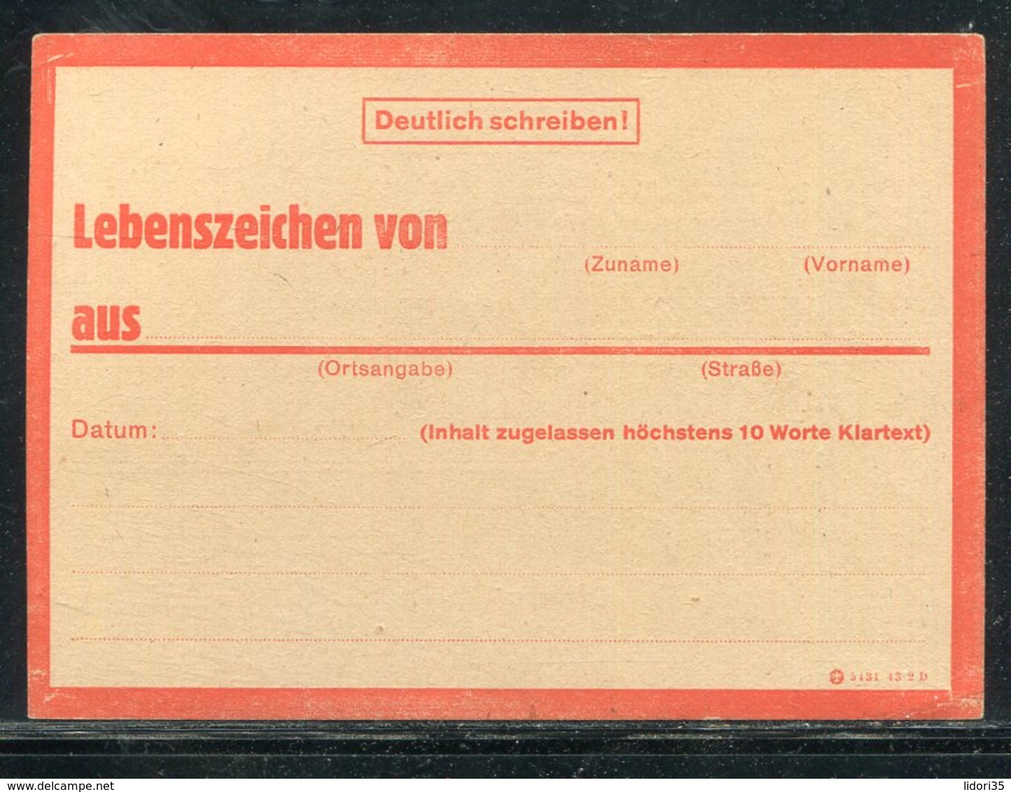 Deutsches Reich / Eilnachricht/Lebenszeichenkarte ** (19079) - Sonstige & Ohne Zuordnung