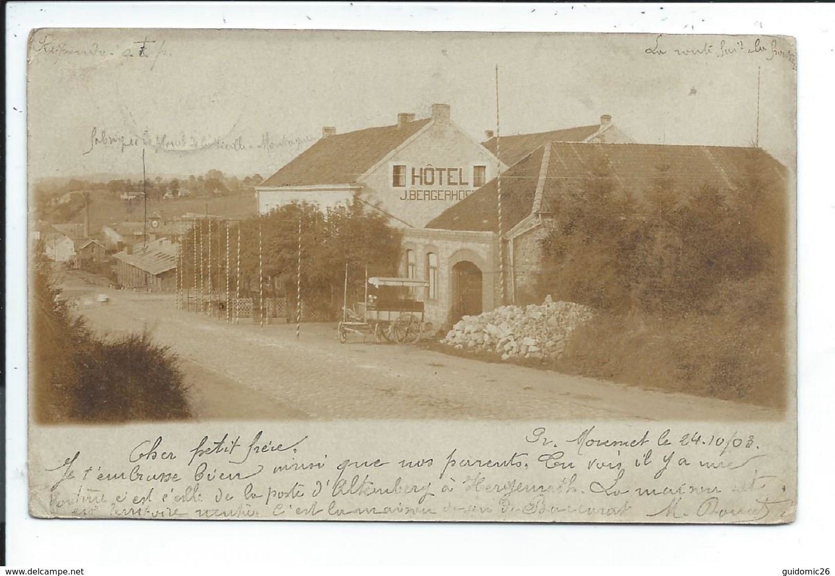 Hotel J. Bergerhoff,carte Photo,tamponpreussisch Moresnet - Altenberg