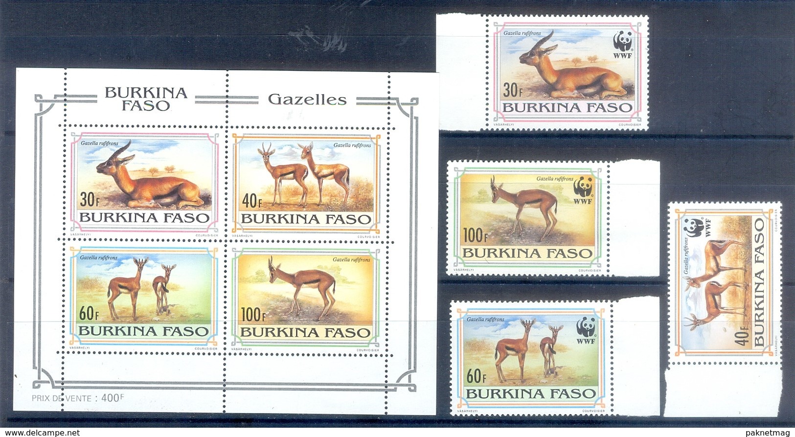 D145- Burkina Faso WWF W.W.F. 1993 Red Fronted Gazelle. - Unused Stamps