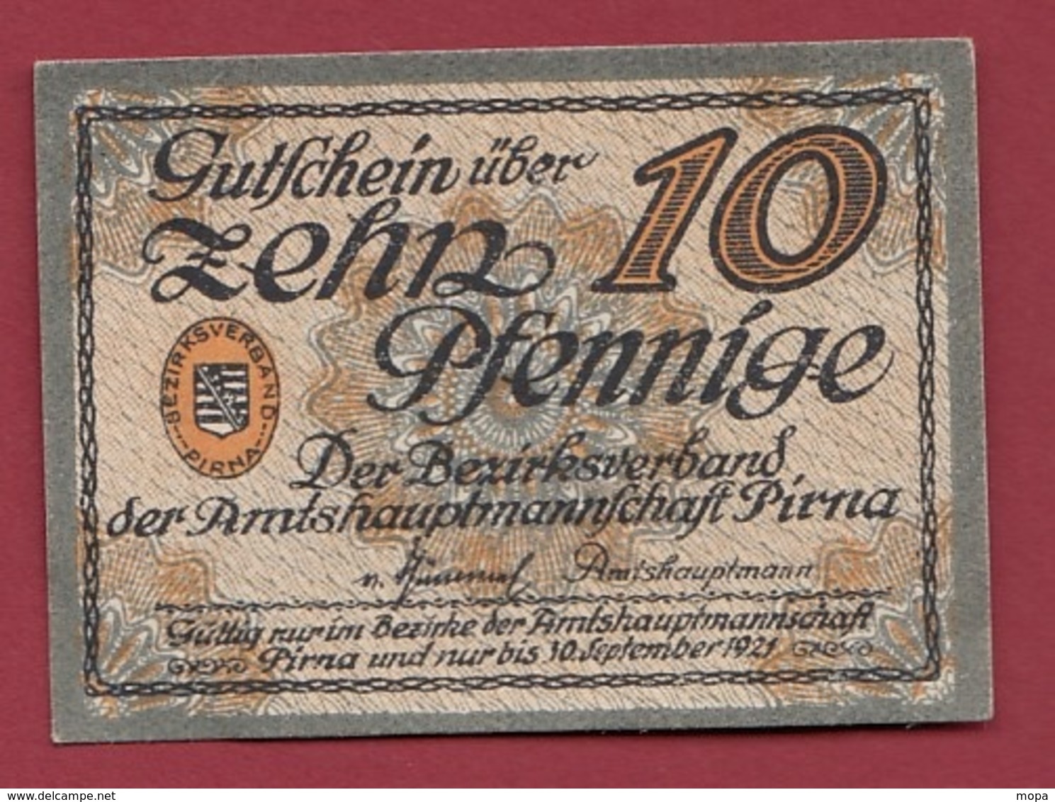 Allemagne 1 Notgeld 10 Pfenning Stadt Pirna (RARE)  Dans L 'état   Lot N °4160 - Collections