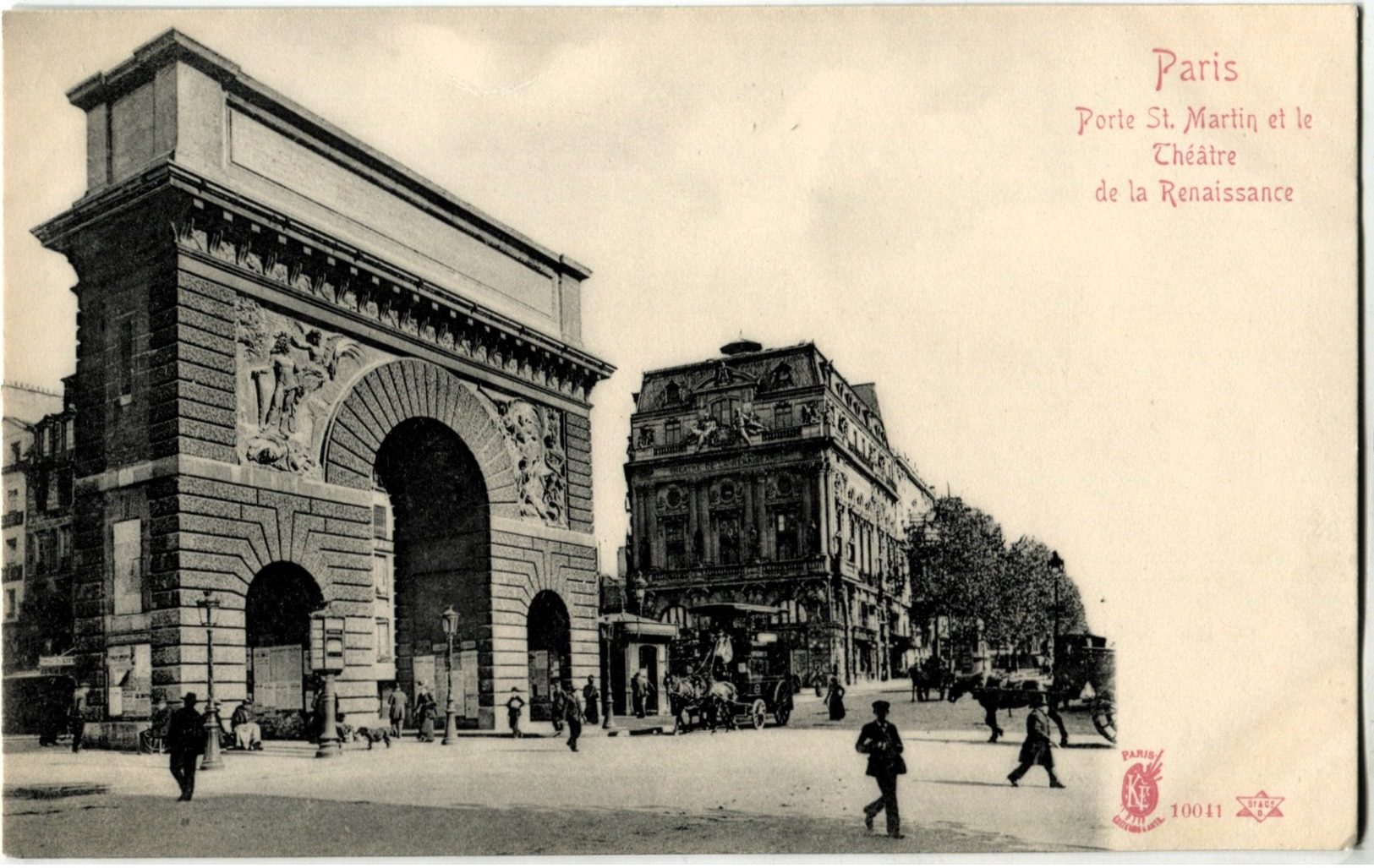 75010  Paris Porte Saint Martin Et Le Théatre De La Renaissance Kunzli  Carte Précurseur - Arrondissement: 10