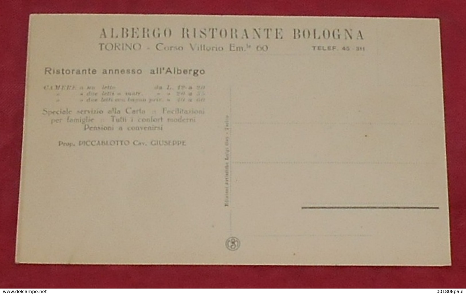 Alberto Ristorante  Bologna - Torino - Corso Vittorio Em. Le 60 :::: Animation - Tramways - Voitures --------------- 501 - Bar, Alberghi & Ristoranti