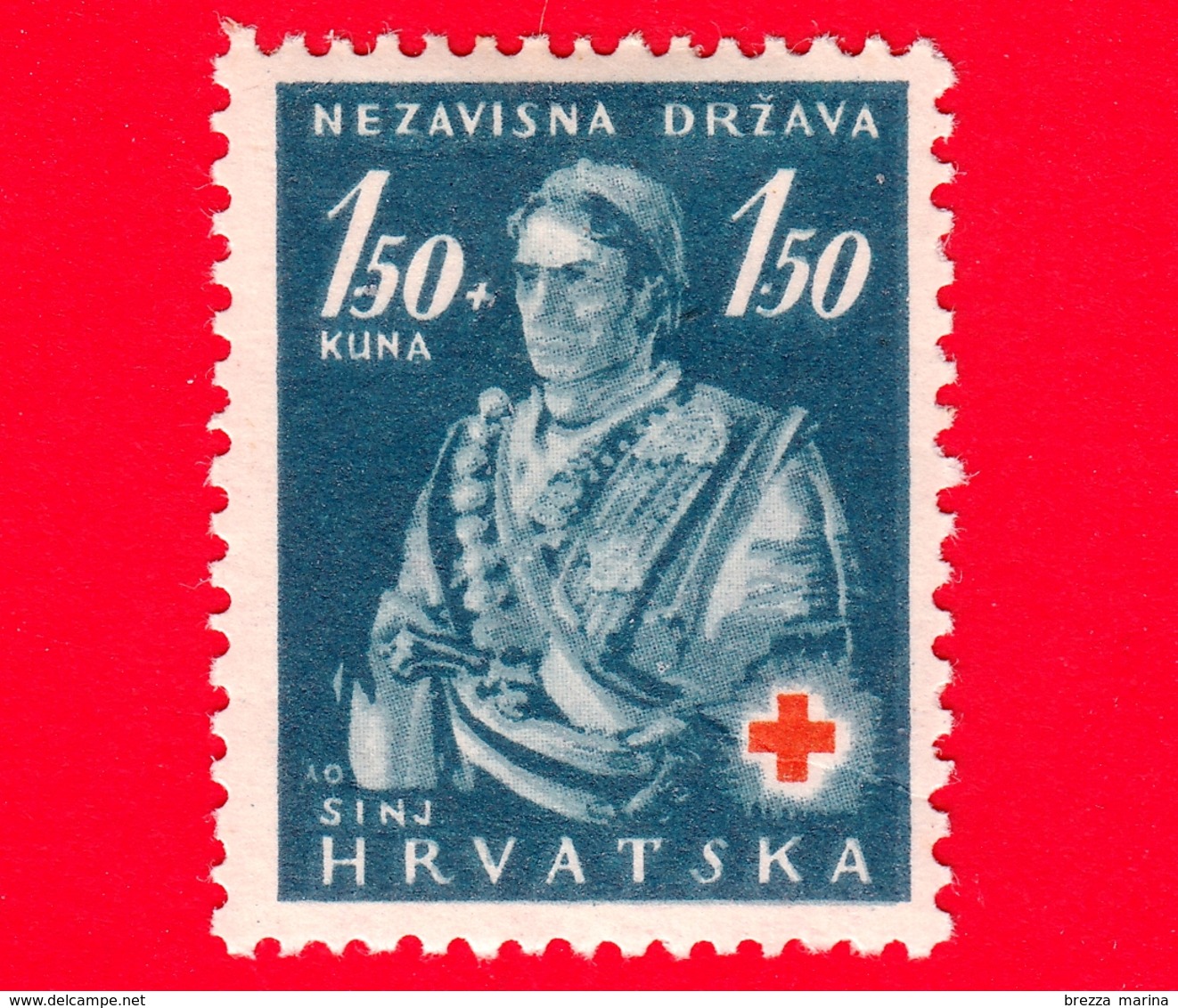 Nuovo - CROAZIA - 1941 - Costumi Popolari - Sinj - Croce Rossa - 1.50+1.50 - Croazia