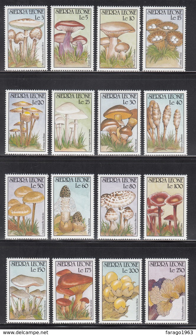 1990 Sierra Leone Mushrooms Fungi    Complete Set Of 16 MNH - Sierra Leone (1961-...)