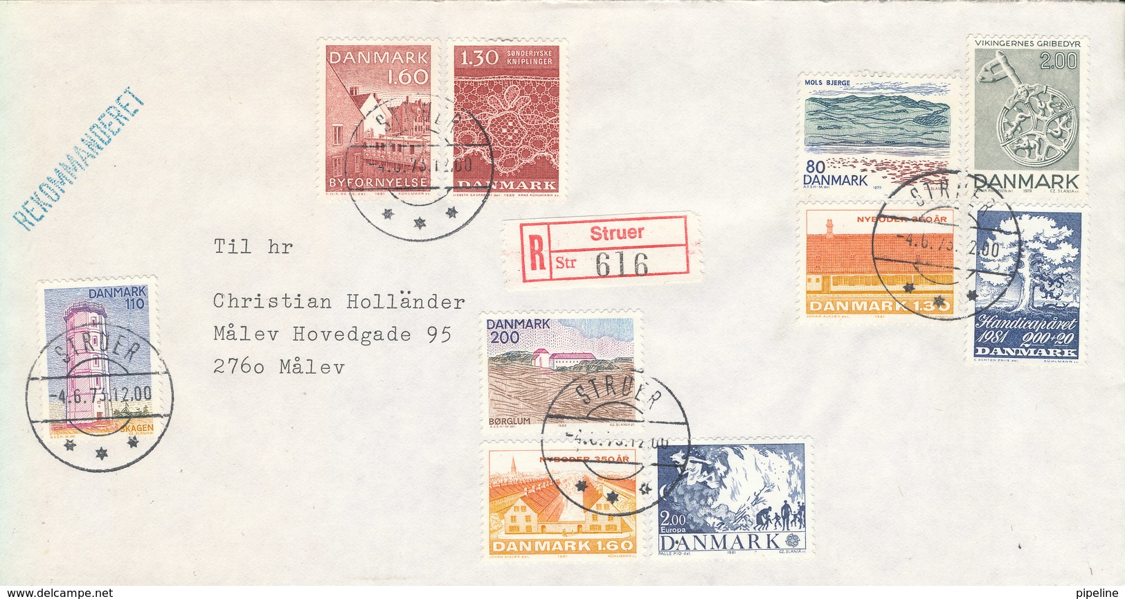 Denmark Registered Cover Struer 4-6-1973 With A Lot Of Stamps - Covers & Documents