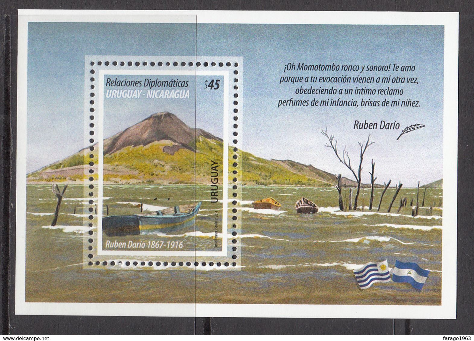 2014 Uruguay Exports Links With Nicaragua Souvenir Sheet MNH - Uruguay