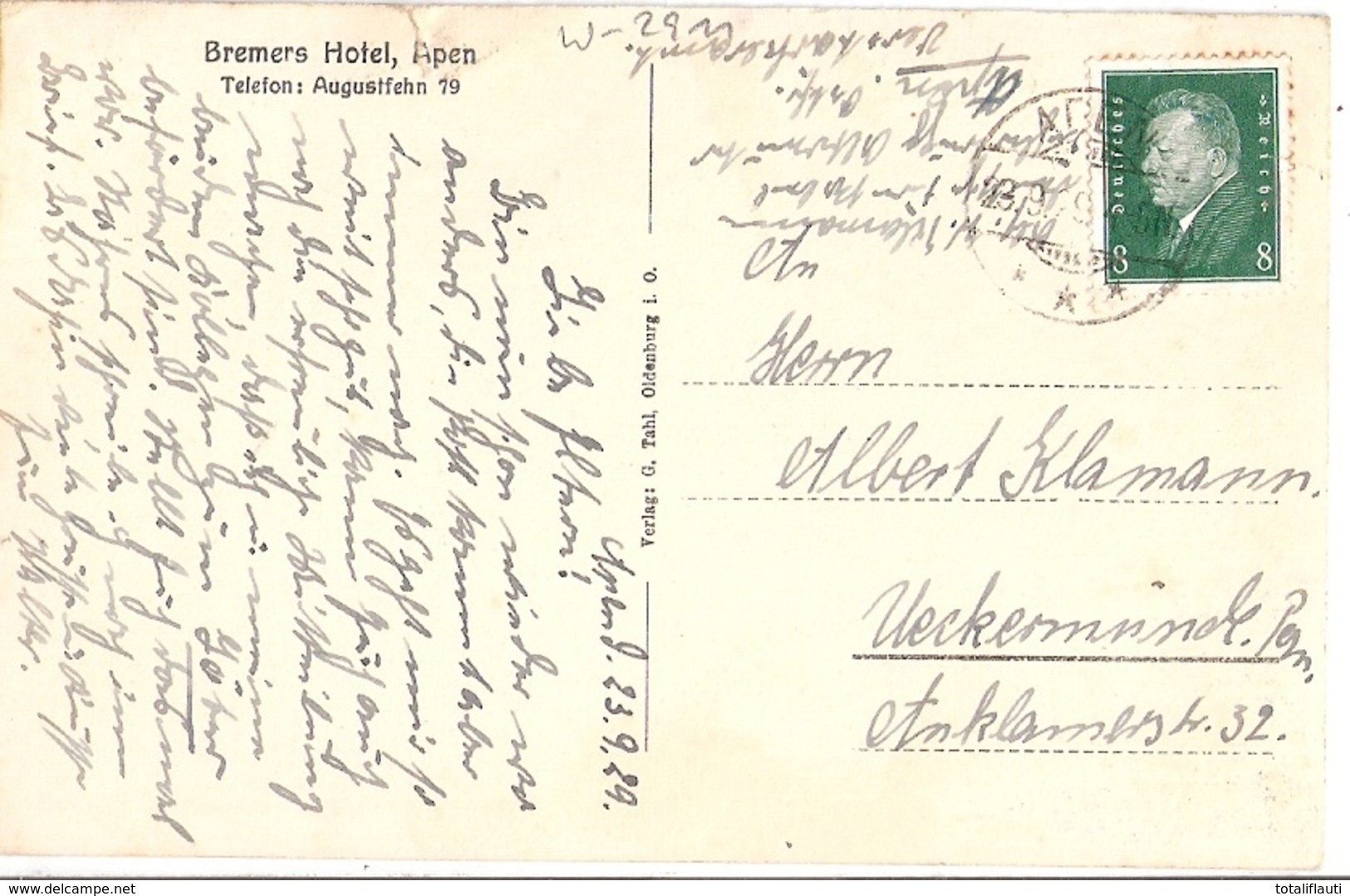 APEN Ammerland Ostfriesland Bremers Hotel Oldtimer Auto 23.9.1929 Gelaufen - Westerstede